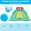 Double side inflatable water slide park with climbing wall, made from 840D oxford, perfect for outdoor summer fun.