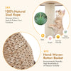 Hand-made cat tree tower with sisal rope and water hyacinth, featuring a cozy platform and interactive ball for playful.
