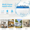 26lbs portable semi-automatic twin tub washing machine in blue, ideal for apartments and RVs, featuring dual motors and.