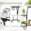 6-tier black plant stand with adjustable foot pads, featuring a stylish design and sturdy iron construction for.