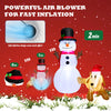 6-foot inflatable snowman and dog set with LED lights, designed for quick 2-minute inflation, perfect for outdoor.
