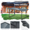 Tempered glass tabletop with a sturdy steel frame and anti-slip foot pads, perfect for outdoor patio use.