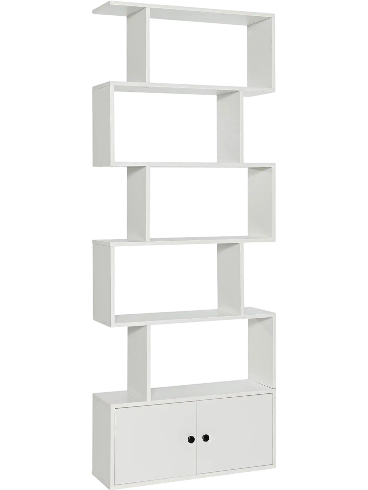 Costway 6-Tier S-Shaped Bookshelf Cabinet Doors 96854237 New