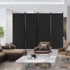 4-panel black folding room divider with lockable wheels, perfect for indoor privacy in home or office settings.