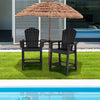2 Pieces HDPE Tall Adirondack Chair with Middle Connecting Tray-Black - Gallery View 1 of 10