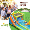 Inflatable 8-in-1 water slide bounce house with splash pool, perfect for birthday parties and family fun outdoors.