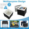 10-gallon black storage cooler with removable lid, ideal for outdoor activities, BBQs, and as a side table or stool.