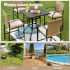 Patio rattan bar stools set of 4 with soft cushions, featuring ergonomic design for outdoor use by the poolside or.