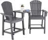 Gray HDPE tall Adirondack chairs with middle connecting tray, perfect for balcony or poolside relaxation.