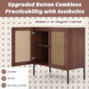 Walnut kitchen sideboard with 2 rattan doors and adjustable shelf, ideal for stylish storage in any room.