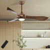 52-inch ceiling fan with light and walnut blades, featuring a remote control for easy operation in any room.