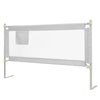 Gray toddler bed rail with a side pocket, designed for easy assembly and 24 adjustable heights to fit various.