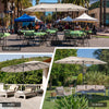 Double-sided 15 feet patio umbrella in beige with hand-crank system, ideal for garden and outdoor café shading.
