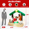 6.7 feet tall Christmas inflatable nativity scene with LED lights, featuring Mary, Joseph, and animals for outdoor.
