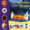9 feet long Halloween inflatable pumpkins with 2 ghosts, featuring LED lights, durable fabric, and easy inflation for.
