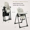 4-in-1 baby high chair in gray with adjustable height, removable trays, and rolling wheels for easy mobility and safety.