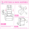 Kids recliner chair assembly instructions, featuring adjustable backrest, footrest, and side pockets for storage.