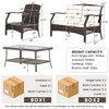 4-piece outdoor rattan conversation set with soft cushions, mixed brown PE rattan, and a spacious coffee table for.