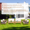 4-piece patio rattan furniture set with white removable cushions, featuring acacia wood and ergonomic design for.