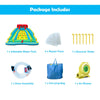 Inflatable Water Park Bounce House with double slide, climbing wall, and 735W blower for summer fun and safety.