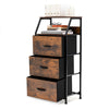 Freestanding cabinet dresser with wooden top, featuring 3 folding drawers and 2 shelves for versatile storage solutions.