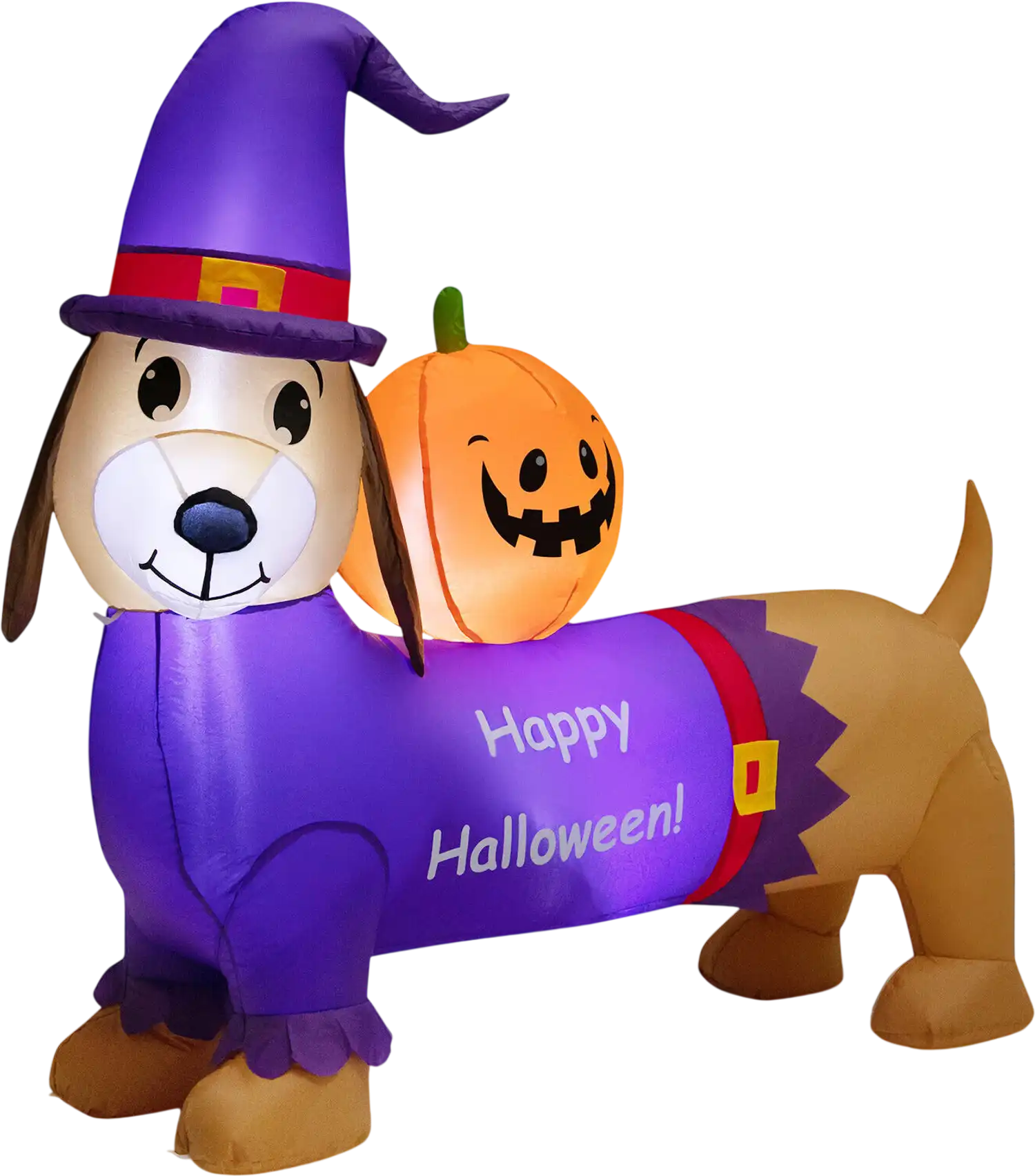 Costway 5' Halloween Inflatable Dachshund Dog w/ Pumpkin 46205378 New