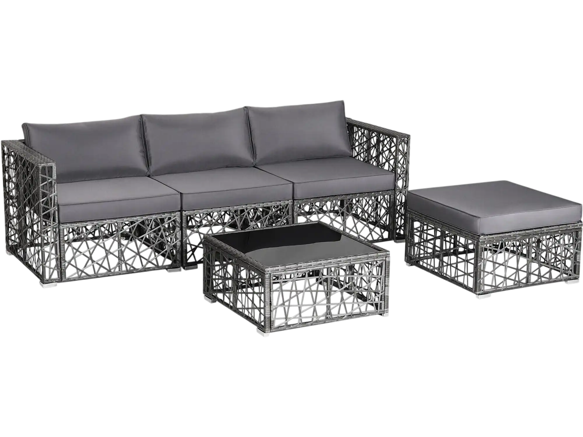 Costway 5-Pc Patio PE Rattan Wicker Sofa Furniture Set Gray 49013285 New