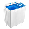 Compact 26lbs portable twin tub washing machine in blue, showcasing the spin dryer with 8 lbs capacity for quick drying.
