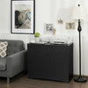 2-drawer lateral file cabinet in black with adjustable bars, ideal for home office storage and printer placement.