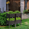 Set of 4 Elevated Flower Vegetable Herb Grow Planter Box-Brown - Gallery View 1 of 13