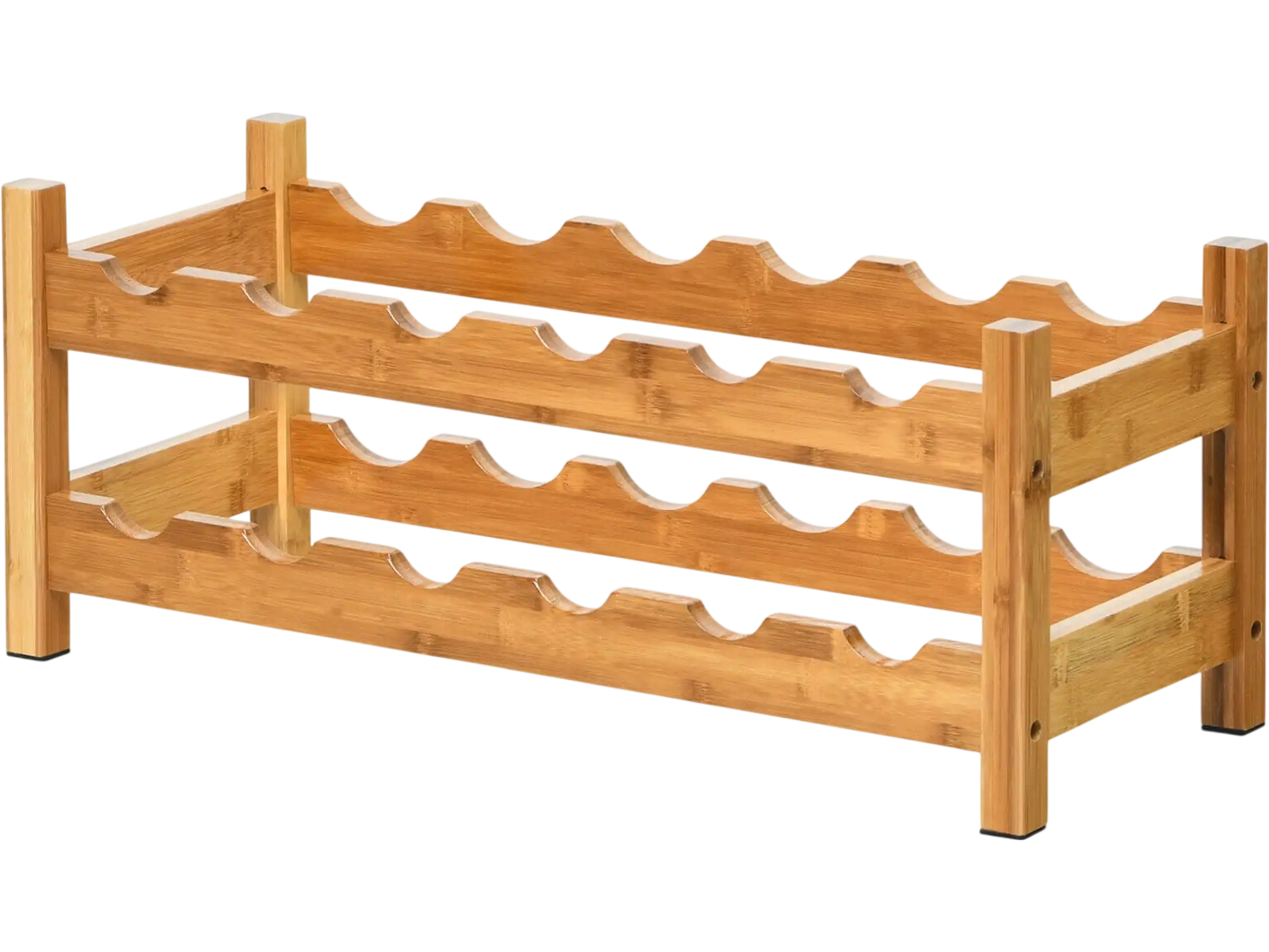 Costway 12-Bottle 2-Tier Bamboo Wine Rack Storage Shelf 68120953 New