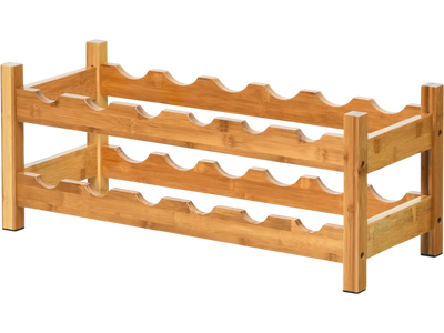 Costway 12-Bottle 2-Tier Bamboo Wine Rack Storage Shelf 68120953 New