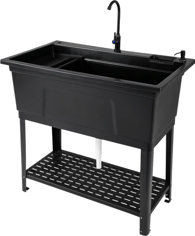 Costway 100L Utility Sink Laundry Tub w/ Rotating Faucet Storage Shelf 86242328 New