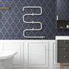 Electric towel warmer drying rack with S-shaped design, 5 rods, and white finish, perfect for small bathrooms.