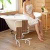Electric towel warmer drying rack with S-shaped design, 5 rods, and stable legs for quick drying in small spaces.