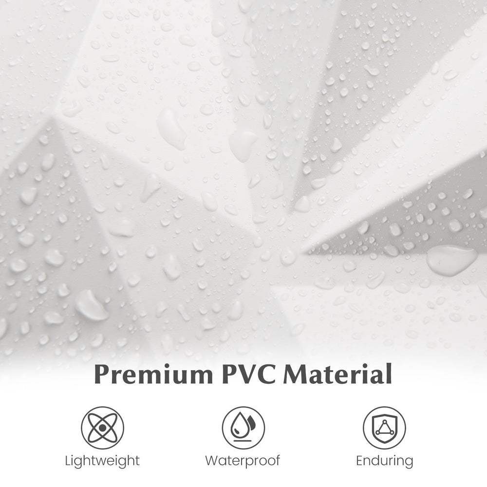 Close-up of 3D wall panel texture showcasing premium waterproof PVC material for interior decoration.