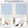 3D patterned white PVC wall panels, 12" x 12", easy to cut and paint, ideal for DIY home decoration projects.