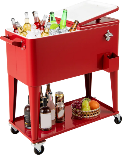 Costway Portable Patio Cooler Rolling Ice Chest Bottle Opener 30893401 New