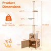 Height-adjustable 101-inch cat tree in brown with litter box enclosure, sisal scratching posts, and two platforms.