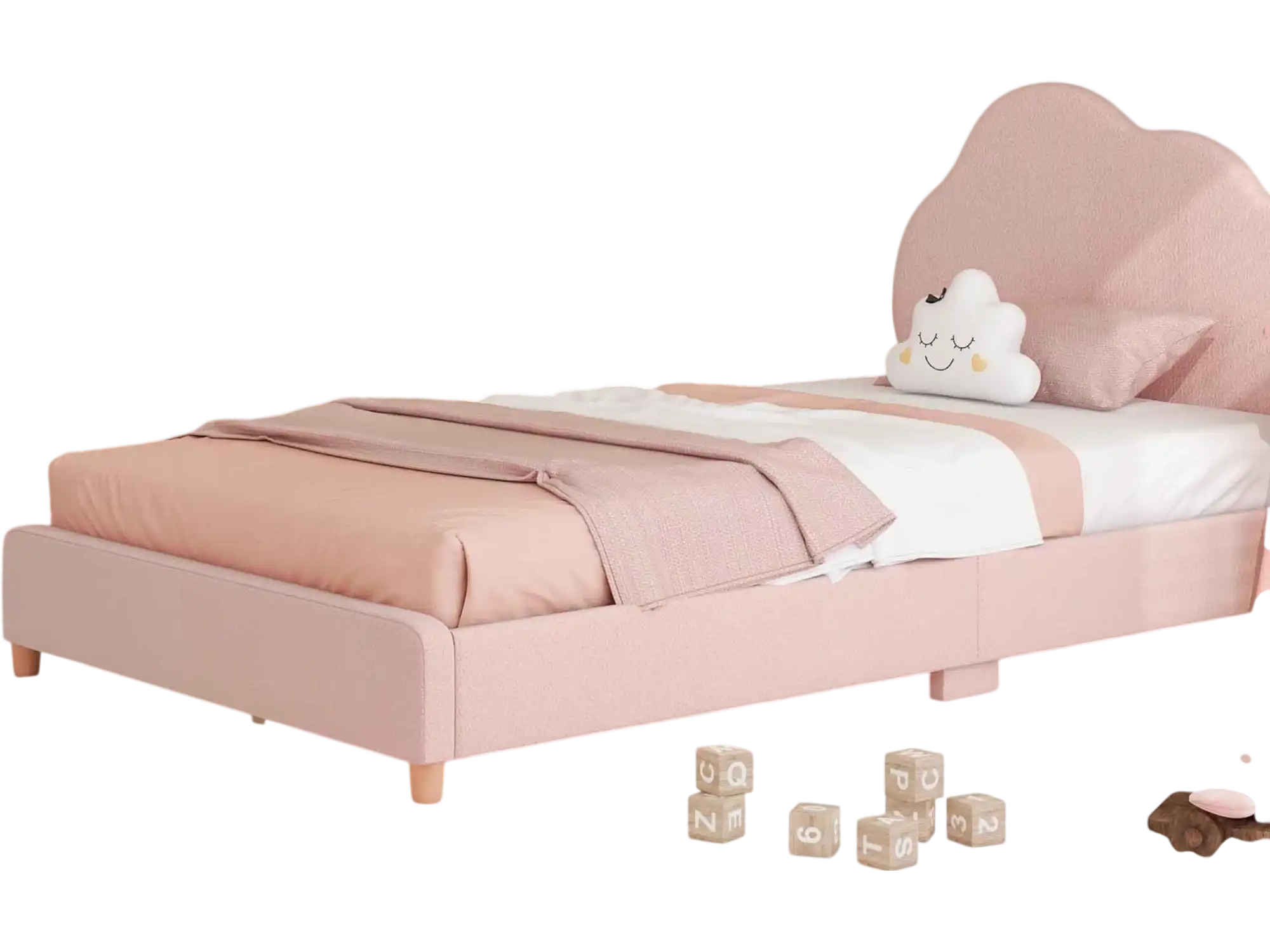 Costway 3-Pc Kids Twin Bed Frame Wardrobe Vanity Table & Stool Set 20247240 New