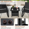 Outdoor side table with 1.89" umbrella hole, black wood-like surface, adjustable fixing screw for patio use.
