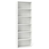 Six-tier white bookshelf with vertical storage, part of the Ergo Comfort Smart Office Bundle for organized workspace.