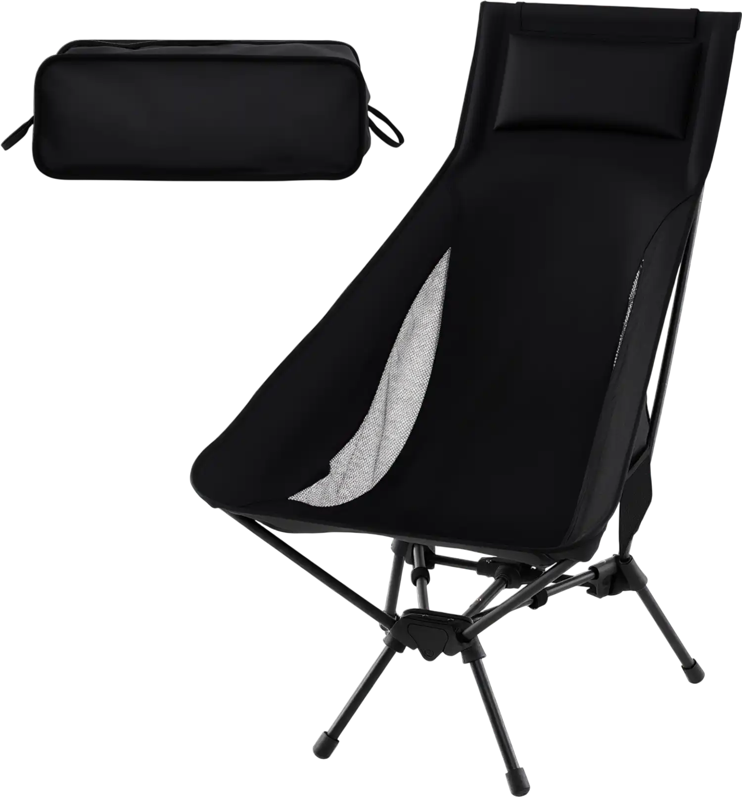Costway High Back Portable Camping Chair w/ Pillow Carry Bag 32533513 New