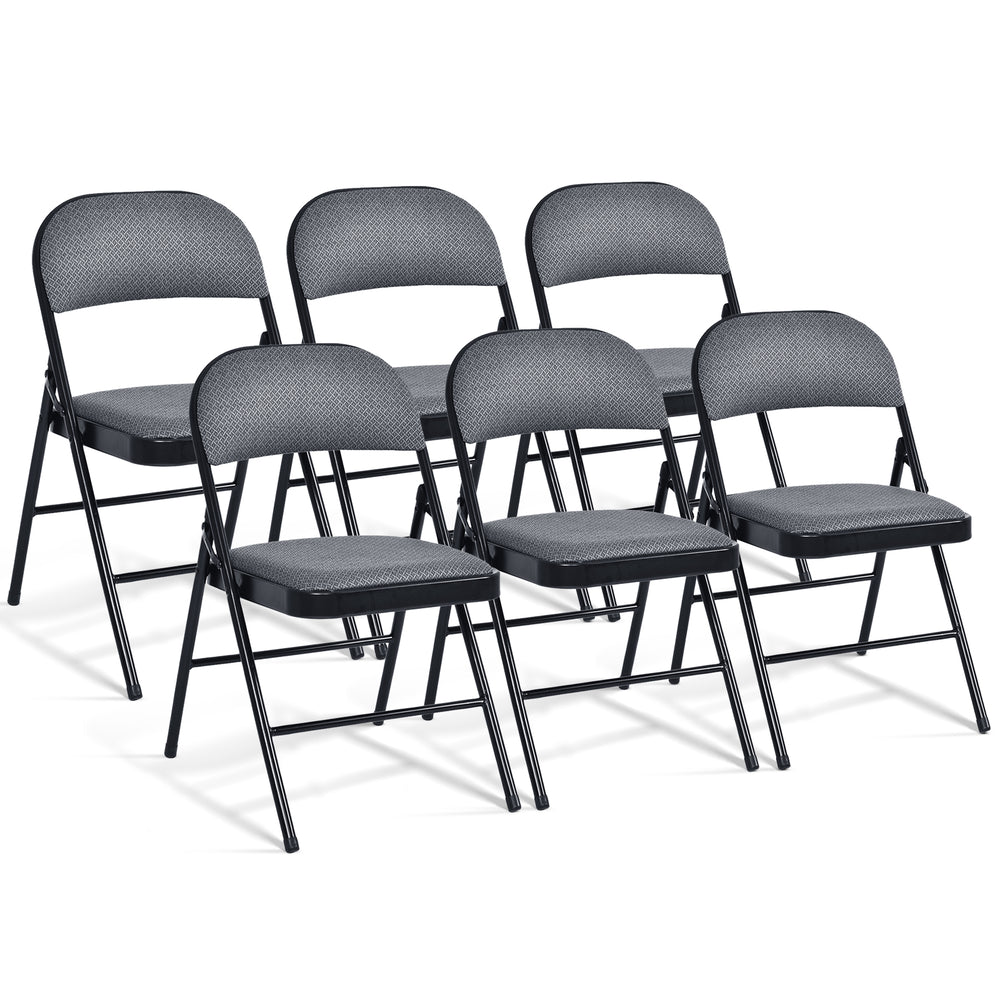 Foldable Chair Set with Padded Seat Seat and Fabric Covered Backrest-Set of 6 - Gallery View 1 of 2