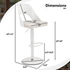 Dimensions of a white bar stool with PU leather seat, adjustable height from 25" to 33", ideal for bars and kitchens.