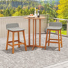 Gray PE rattan seat bar stools set of 2 with acacia wood frame, perfect for porch or balcony use.