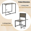 Compact dining set featuring an oak tabletop and metal frame, includes a table and two chairs for small spaces.