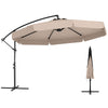 10 feet beige patio cantilever umbrella with tilt adjustment and ruffled edges, includes protective cover for outdoor.