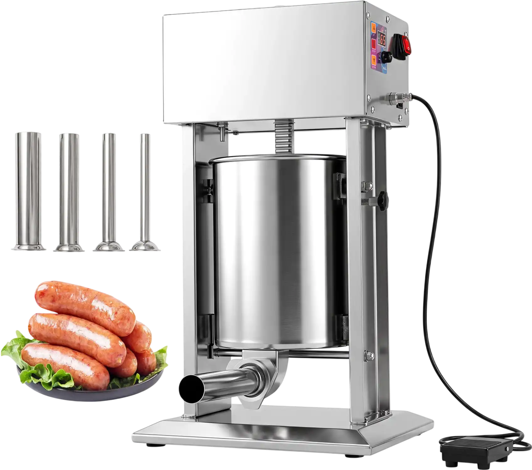 Costway 10L Electric Sausage Stuffer w/ 4 Stuffing Tubes Foot Pedal Stepless Speed Control 23910834 New