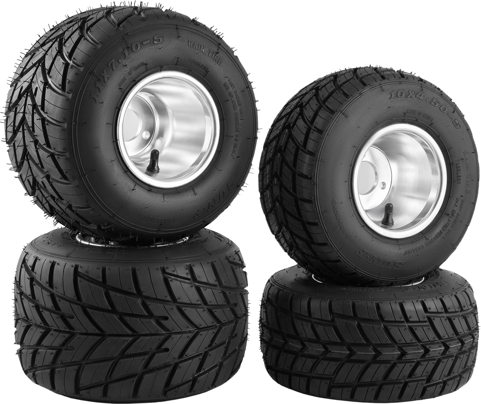 Vevor Go Kart Tires and Rims 10x4.50-5 Front 11x6.0-5 Rear Set of 4 New